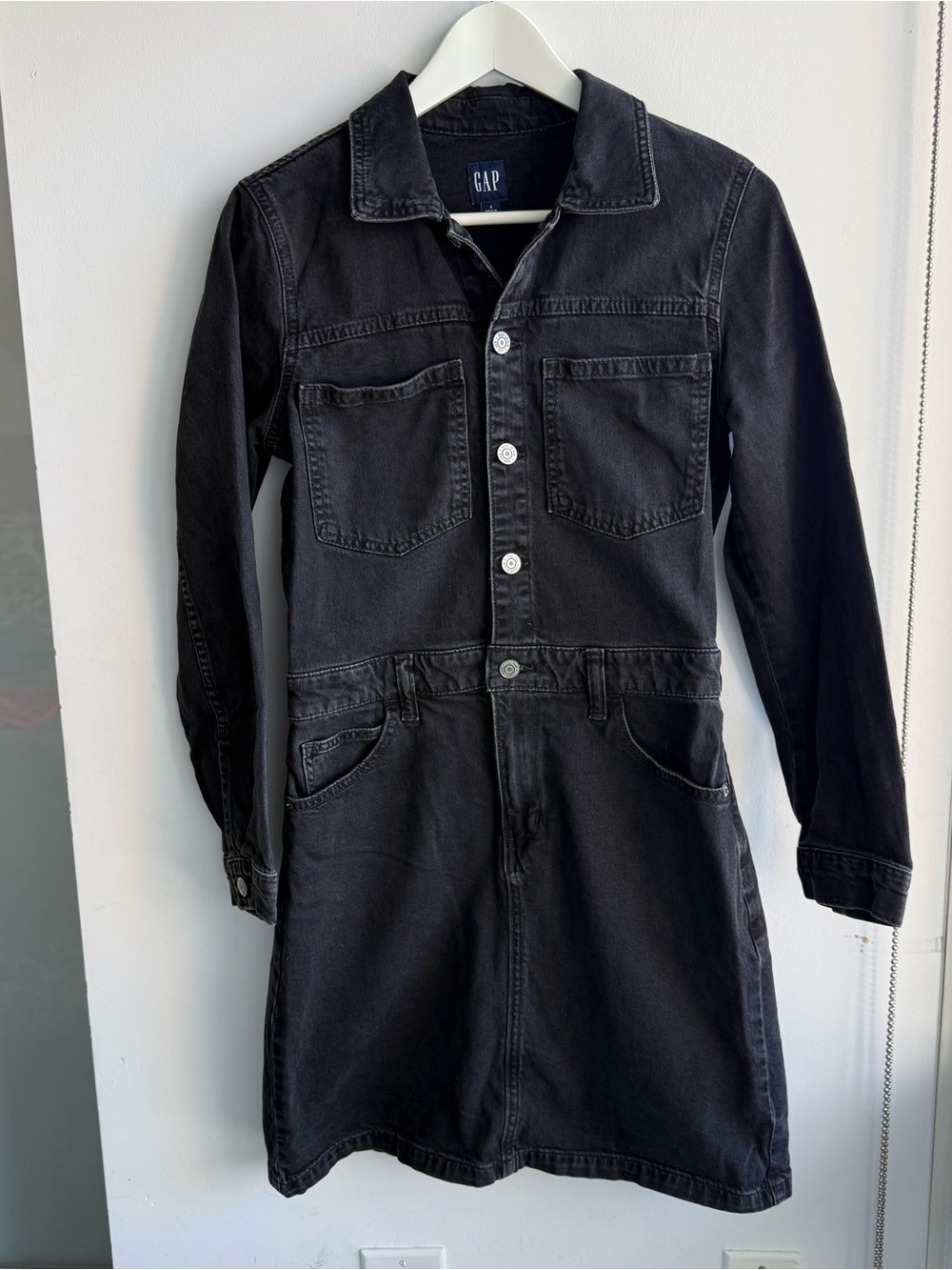 GAP Black Denim Utility Dress